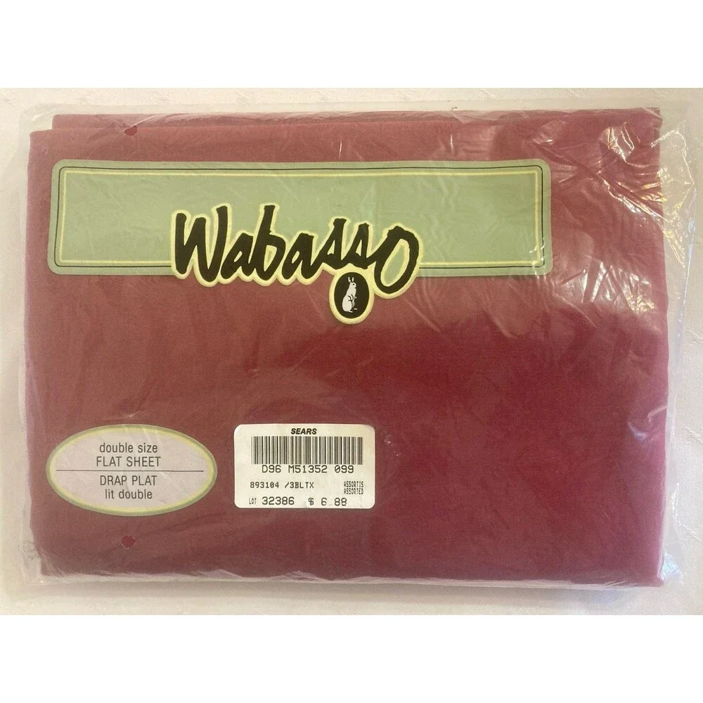 Vintage Wabasso Double Top Flat Sheet Burgandy Red NEW